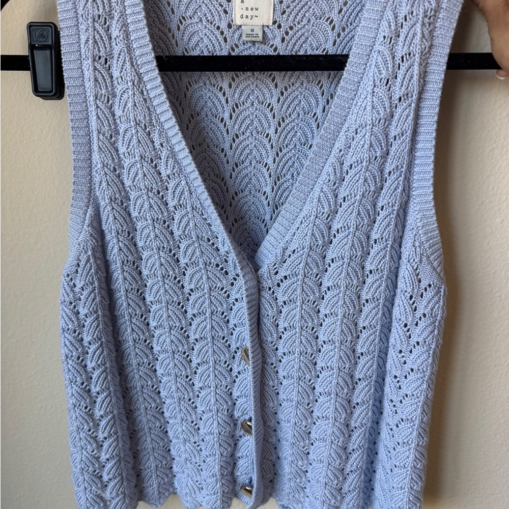 A New Day Women's Soft Blue Knit Cardigan Vest